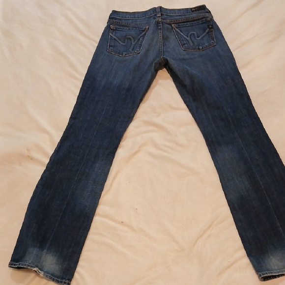 Blue Flare Wide Leg Jeans with Subtle Fading - Picture 3 of 12